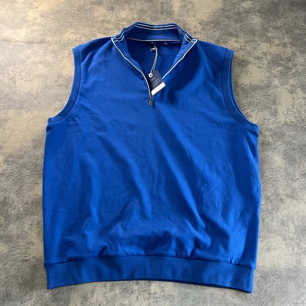 FootJoy Vest Men's L Blue 1857 Pima Cotton Interlock 1/4 Zip Golf